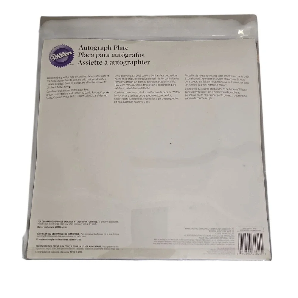 Wilton Autograph Plate Baby Shower Keepsake Warm Wishes‎ New in Box